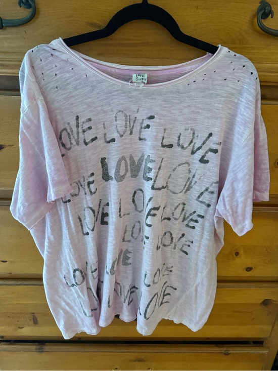 Magnolia Pearl Tops - Magnolia Pearl Light Pink "LOVE" Graphic Short Sleeve Tee